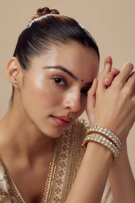Gold Kundan Polki Designer Bangles 