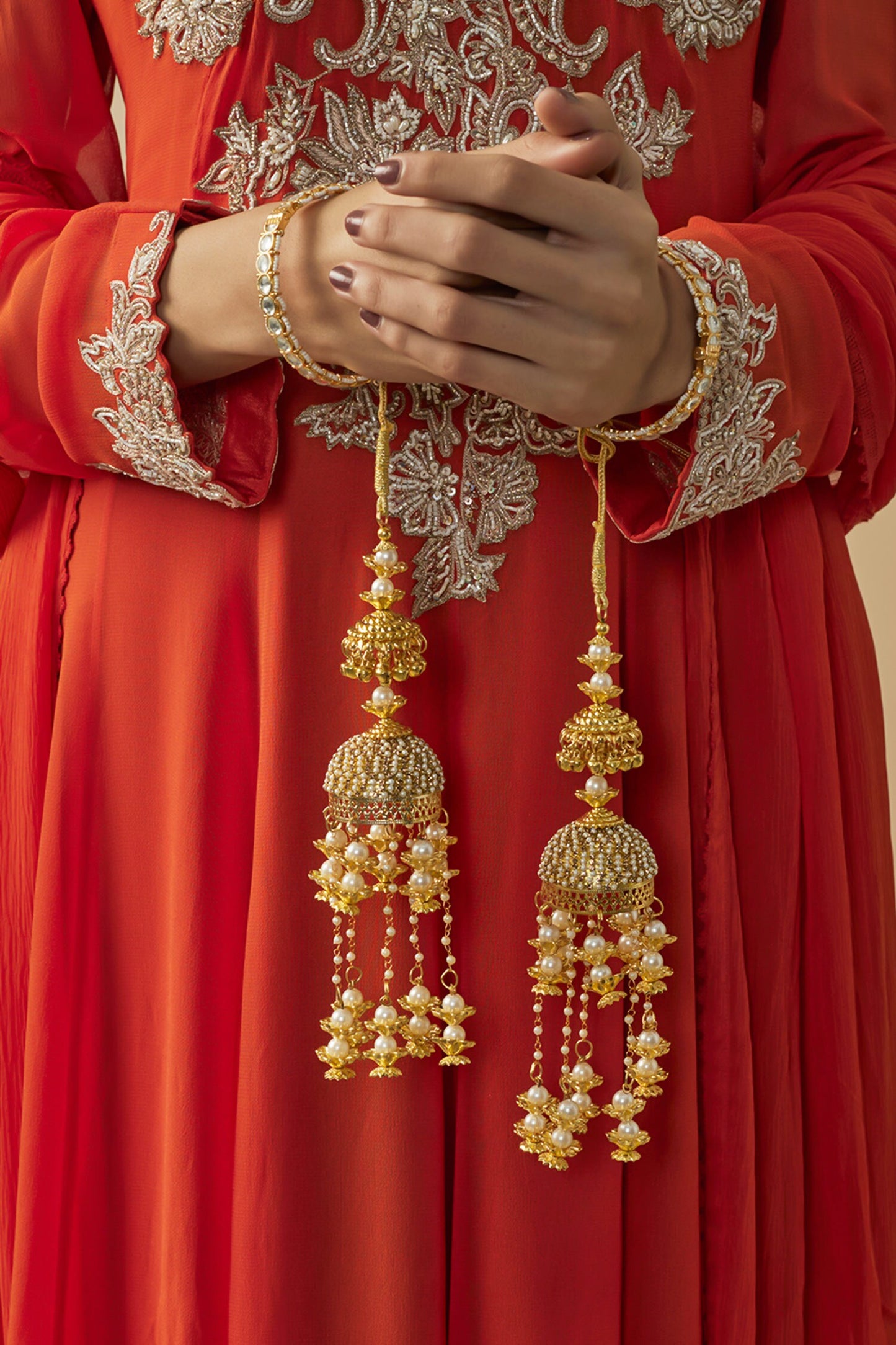 Gold Kundan Polki Designer Kaleeras 