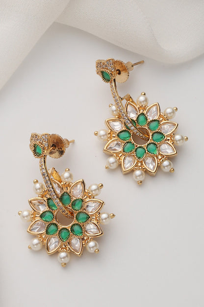 Green Polki Dangler Earrings 