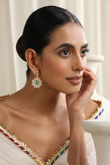 Green Polki Dangler Earrings 