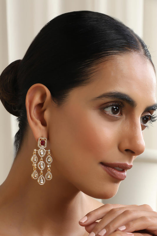 Red Polki Dangler Earrings 