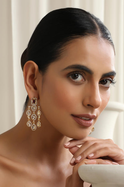 Red Polki Dangler Earrings 