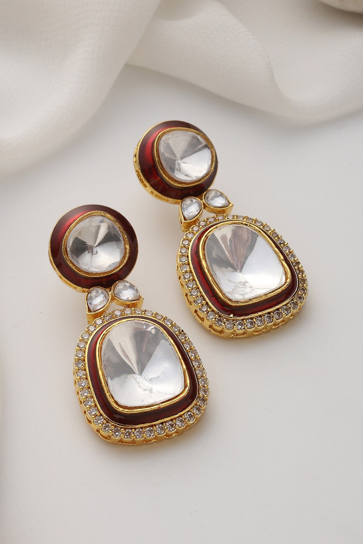 Red Polki Dangler Earrings 