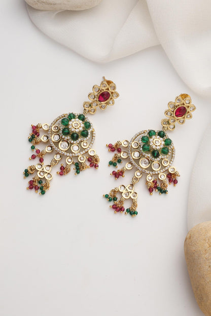 Multicolour Polki Dangler Earrings 
