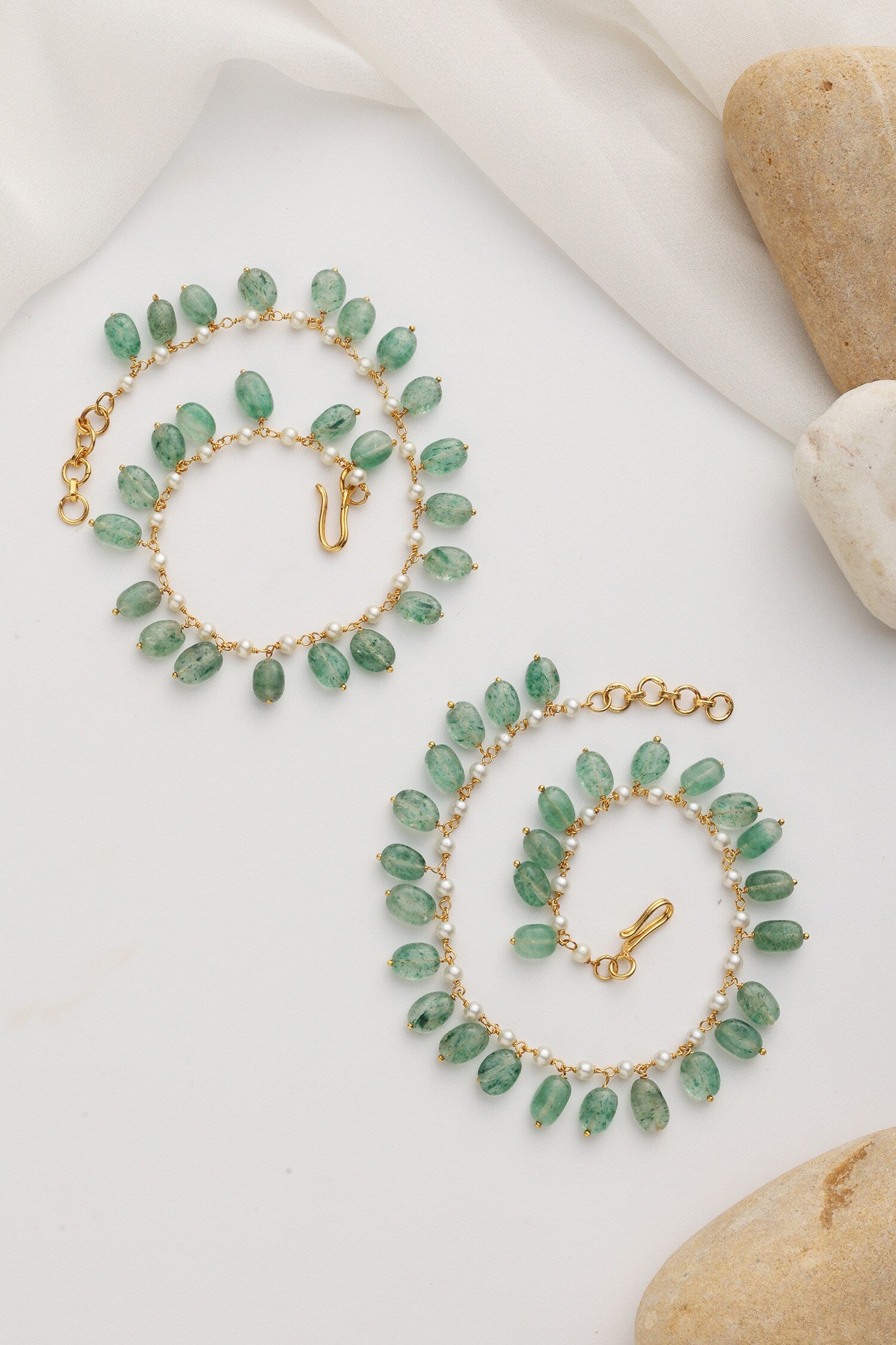 Mint Beaded Anklets 