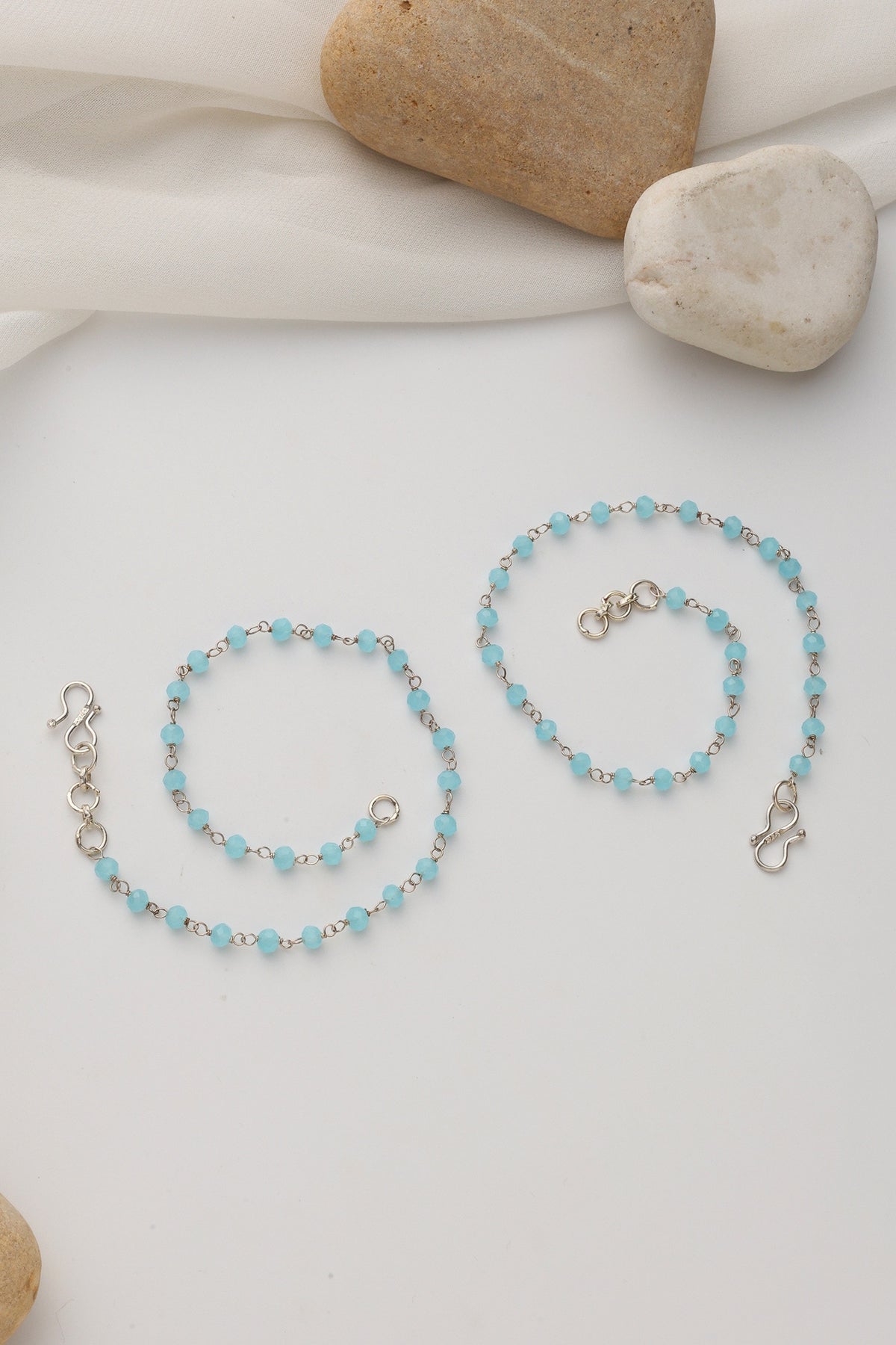 Blue Beaded Anklets 
