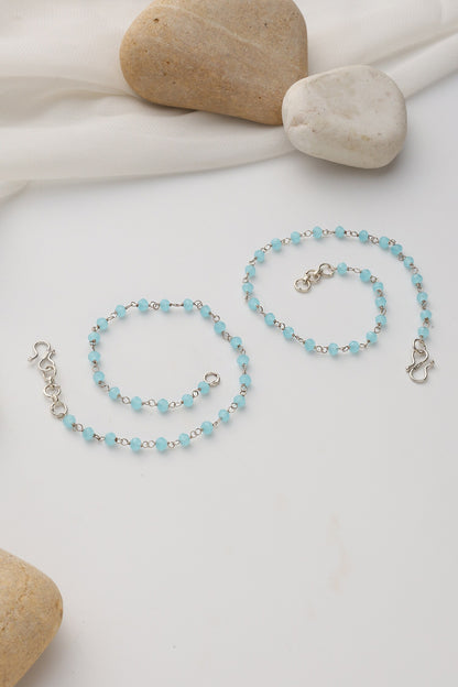 Blue Beaded Anklets 