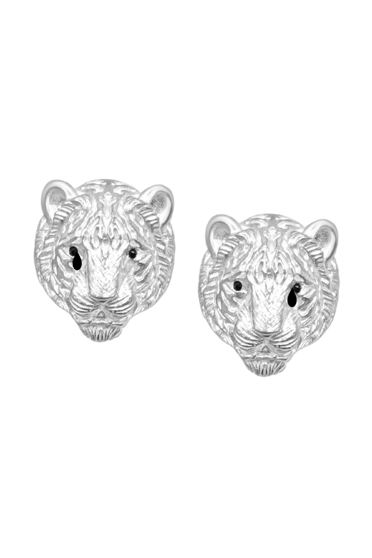 Huli Tiger Silver Stud Earrings 