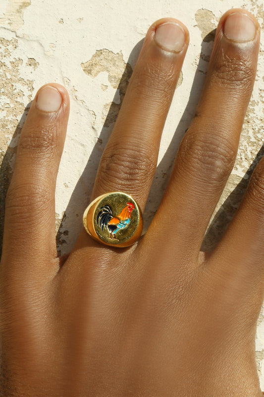Koli Enamel Gold Plated Ring 