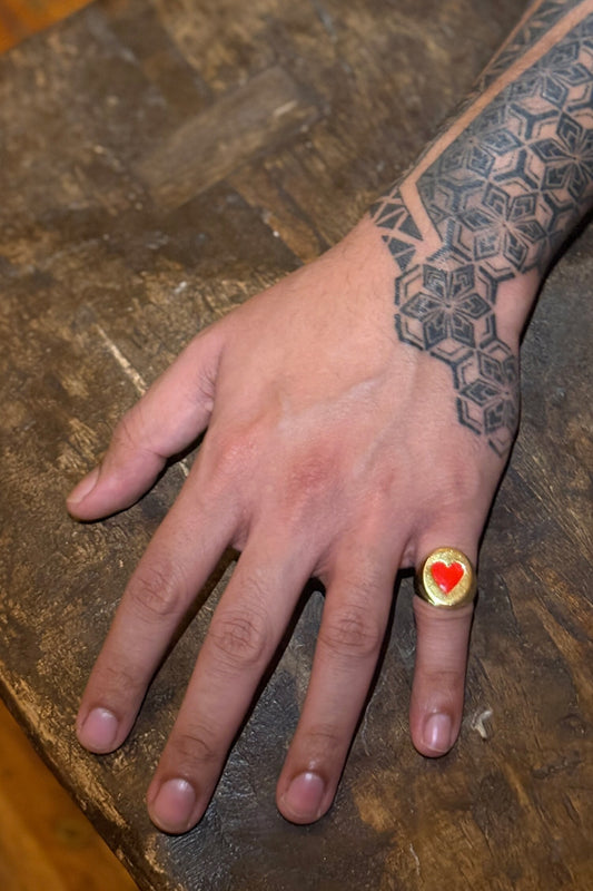 Heart Enamel Gold Plated Ring 