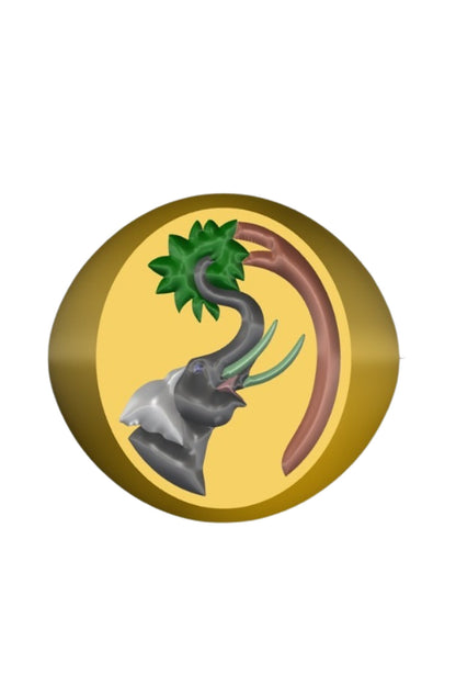 Elephant Enamel Gold Ring 