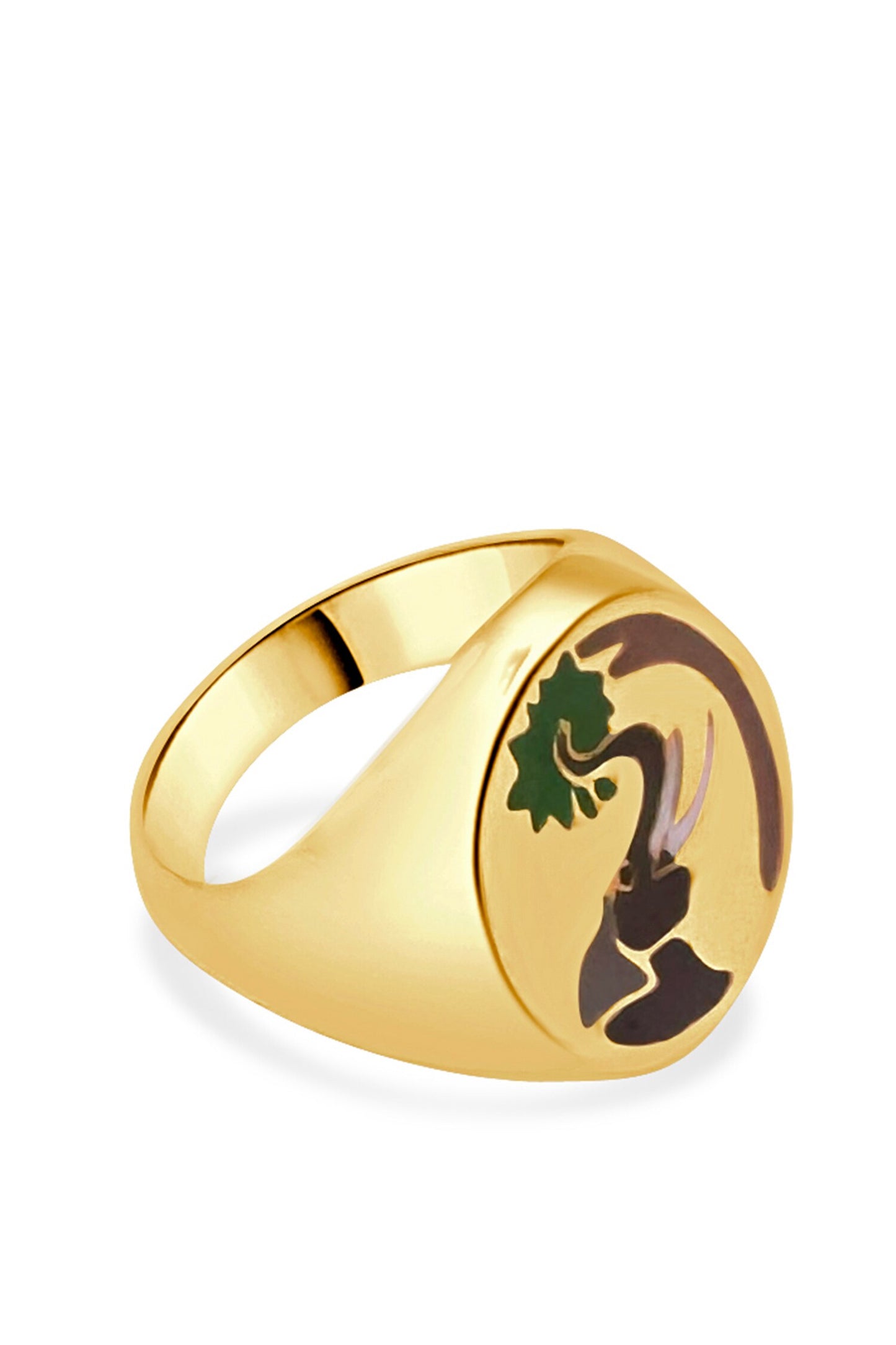 Elephant Enamel Gold Ring 