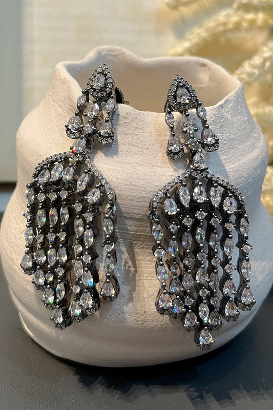 Silver Designer Chandeliers Earrings 