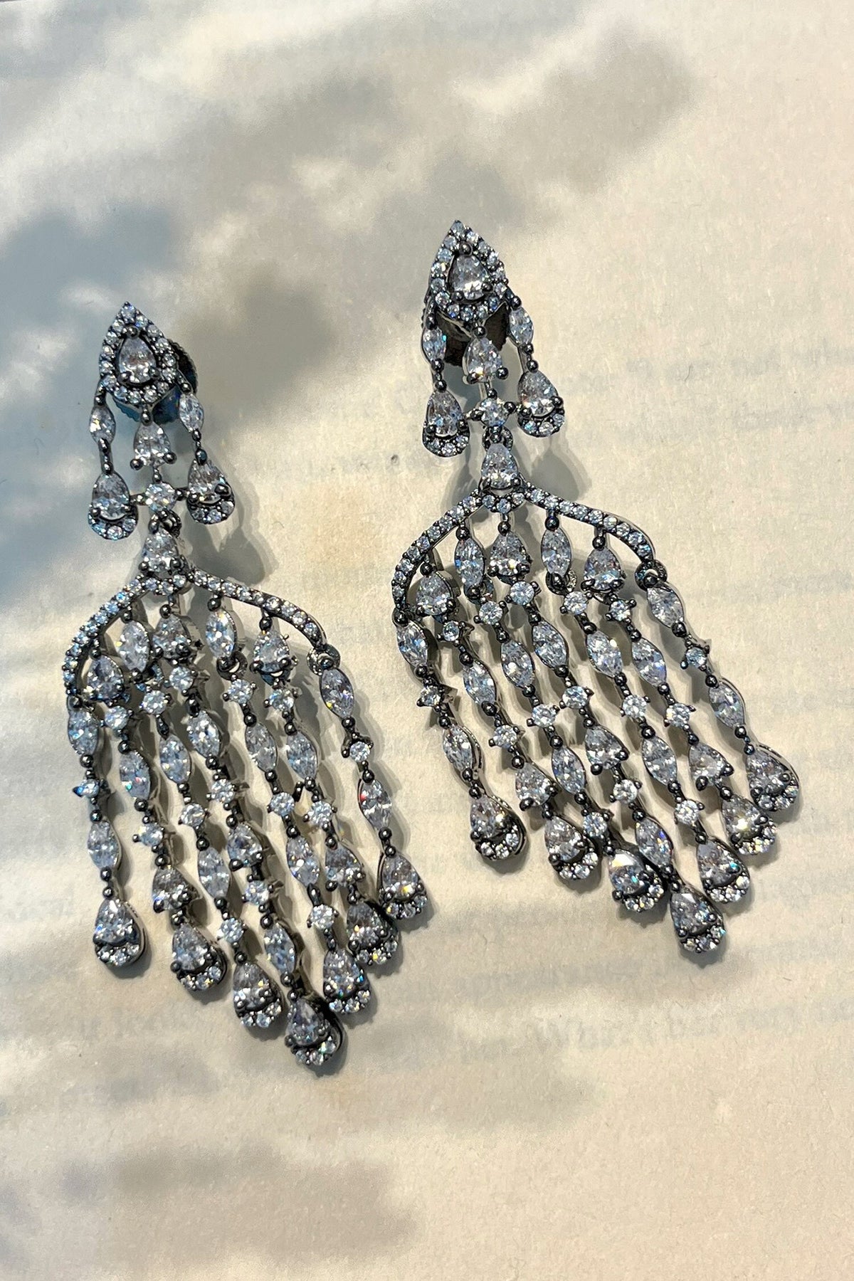 Silver Designer Chandeliers Earrings 