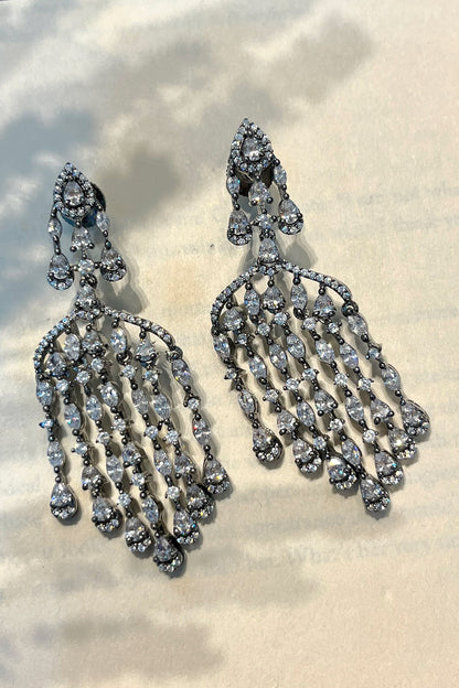 Silver Designer Chandeliers Earrings 