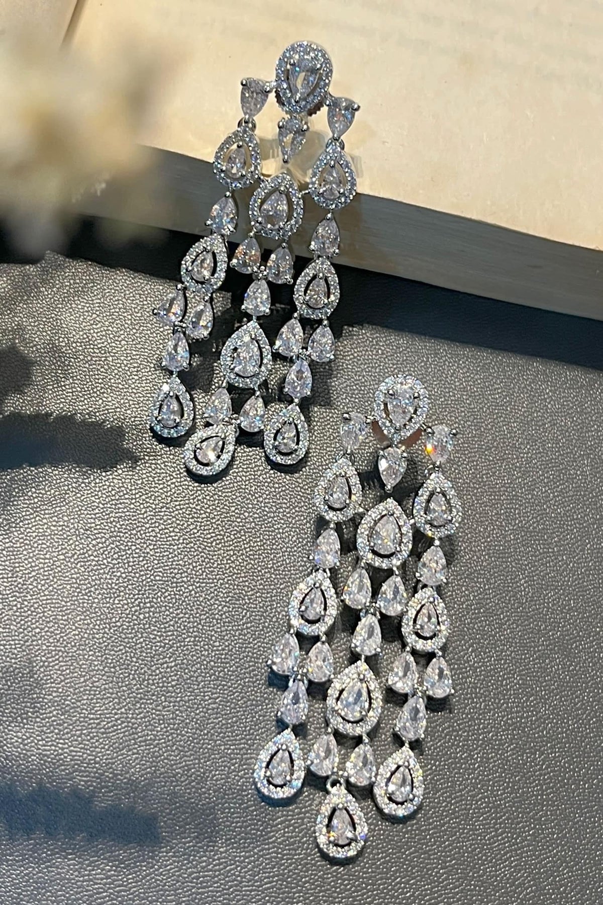 Silver Designer Chandeliers Earrings 