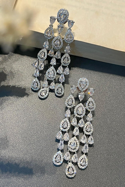 Silver Designer Chandeliers Earrings 