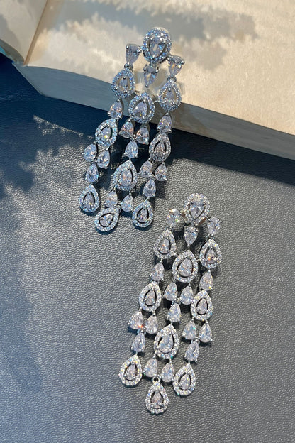 Silver Designer Chandeliers Earrings 
