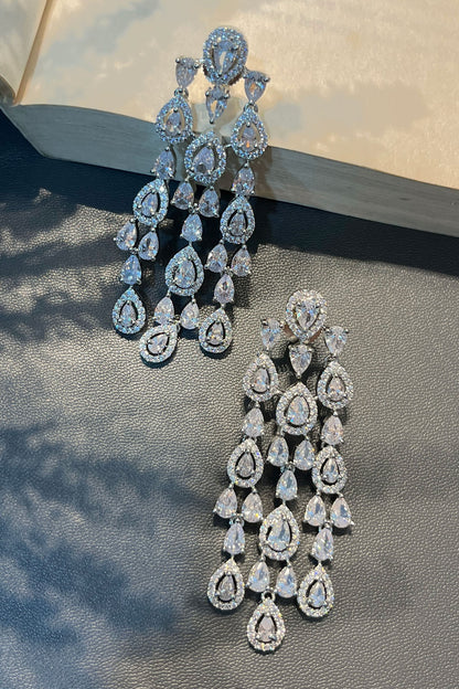 Silver Designer Chandeliers Earrings 