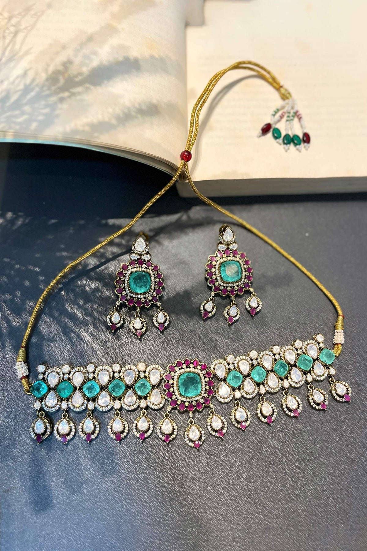 Designer Green Necklace & Earring Set 