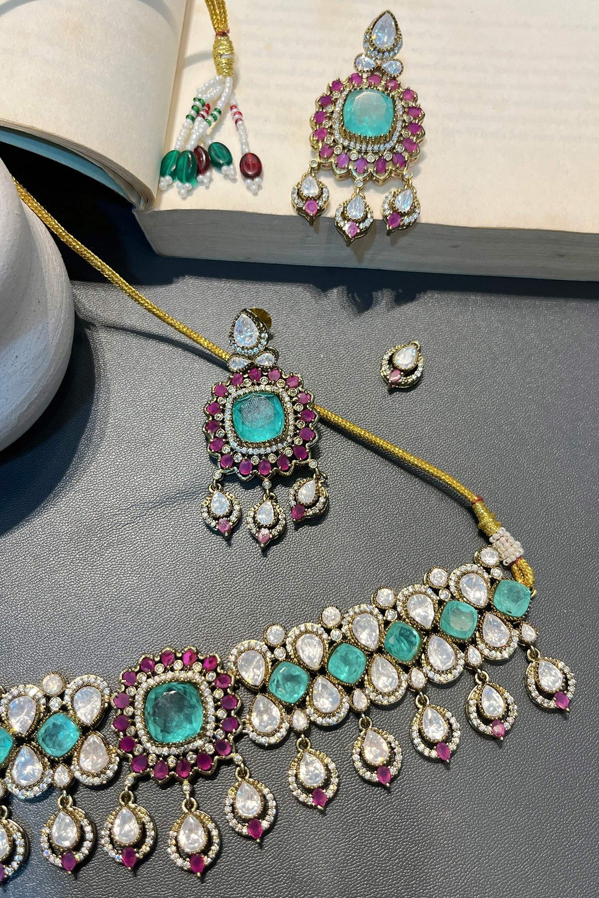 Designer Green Necklace & Earring Set 