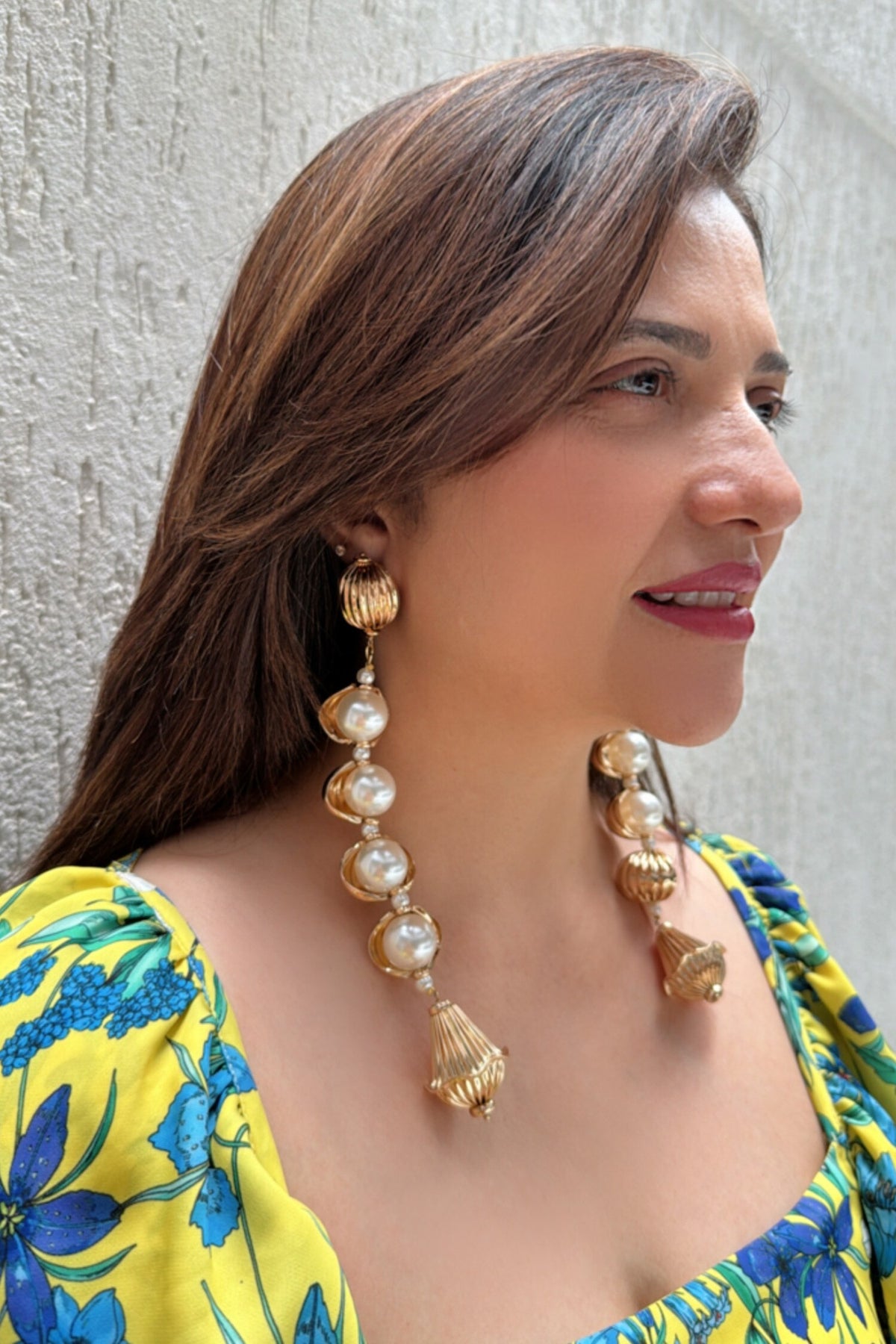 Gold Plated Long Dangler Earrings 