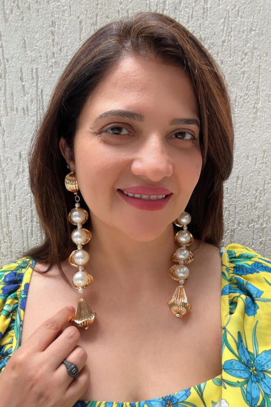 Gold Plated Long Dangler Earrings 
