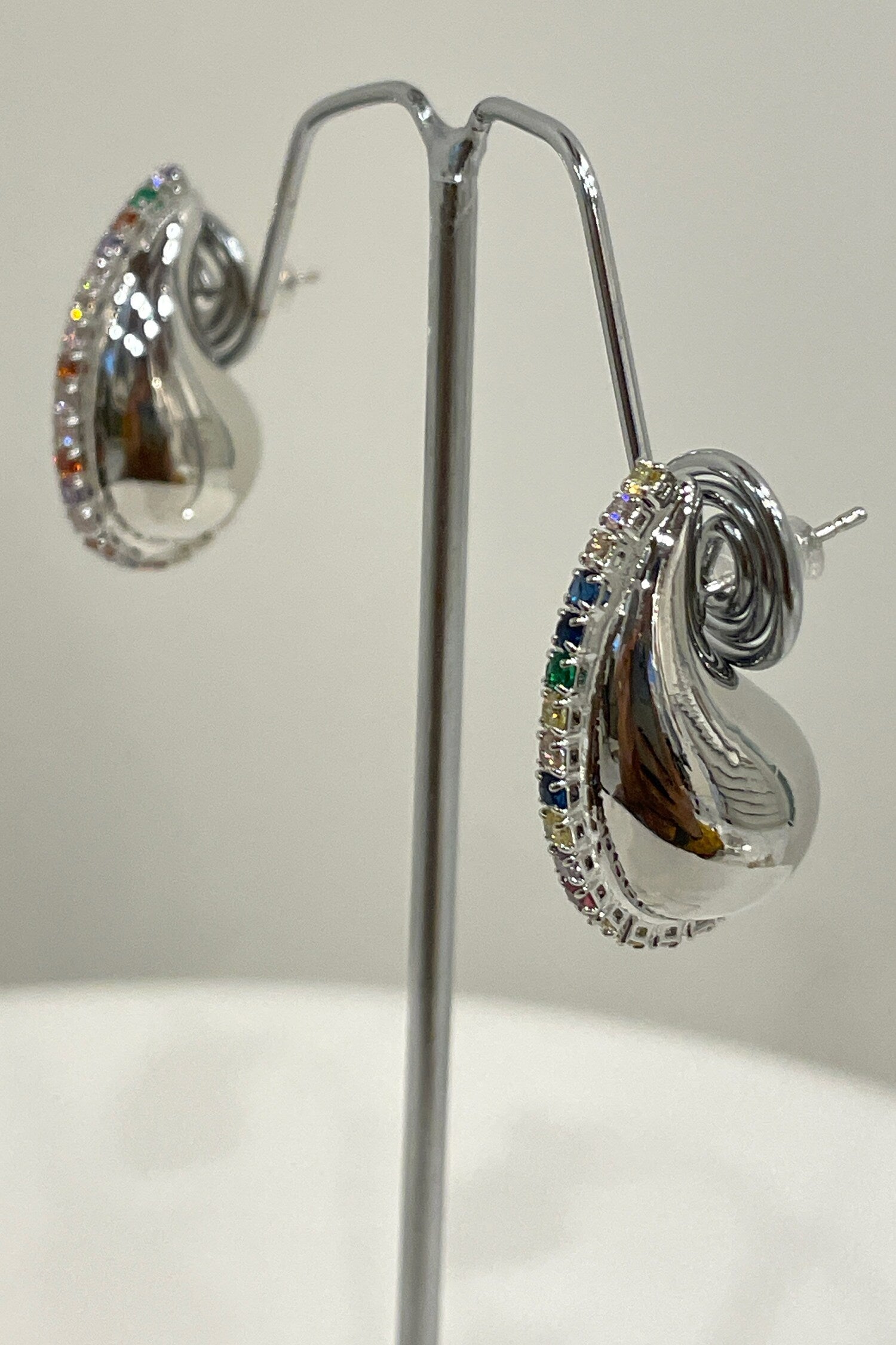 Contemporary Silver Stud Earrings 