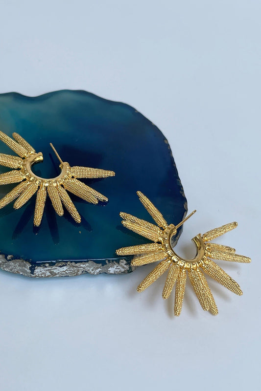 Contemporary Gold Finish Hoop Earrings 
