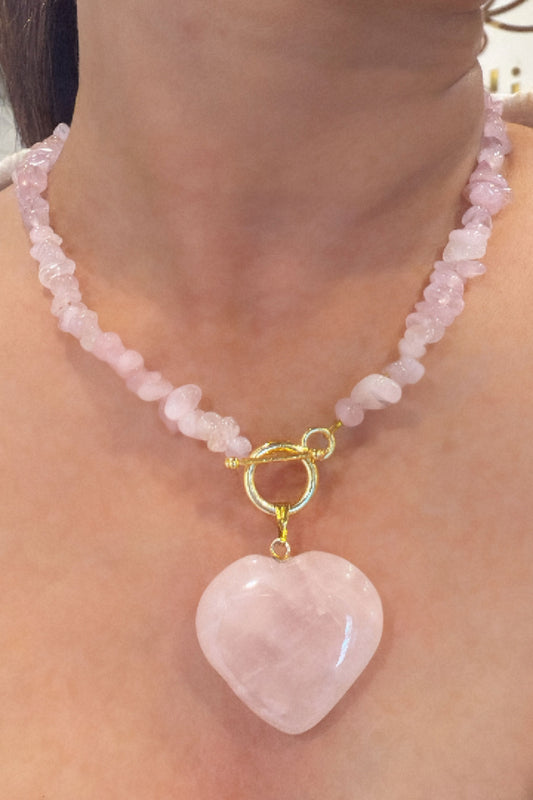 Gold Finish Heart Pendant Necklace 