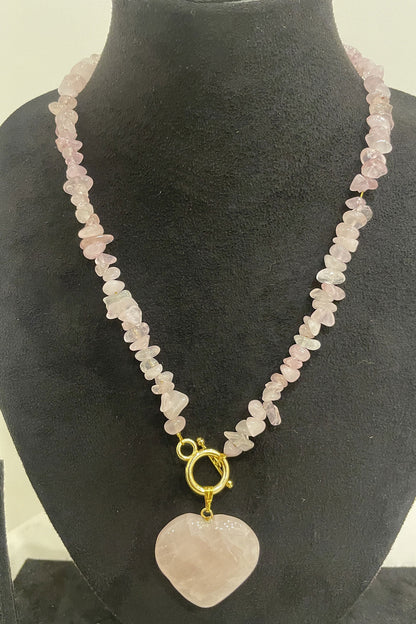 Gold Finish Heart Pendant Necklace 