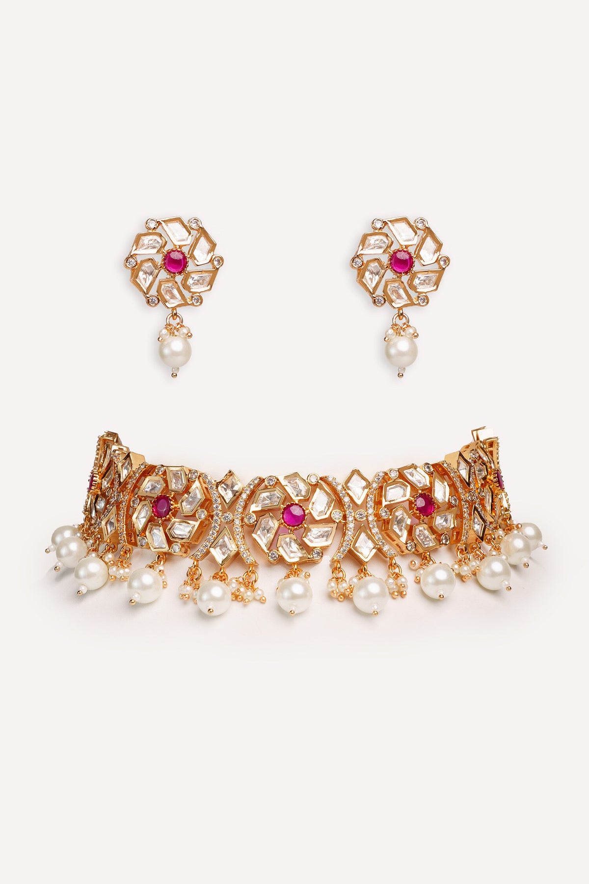 Kundan Polki Necklace & Earring Set 