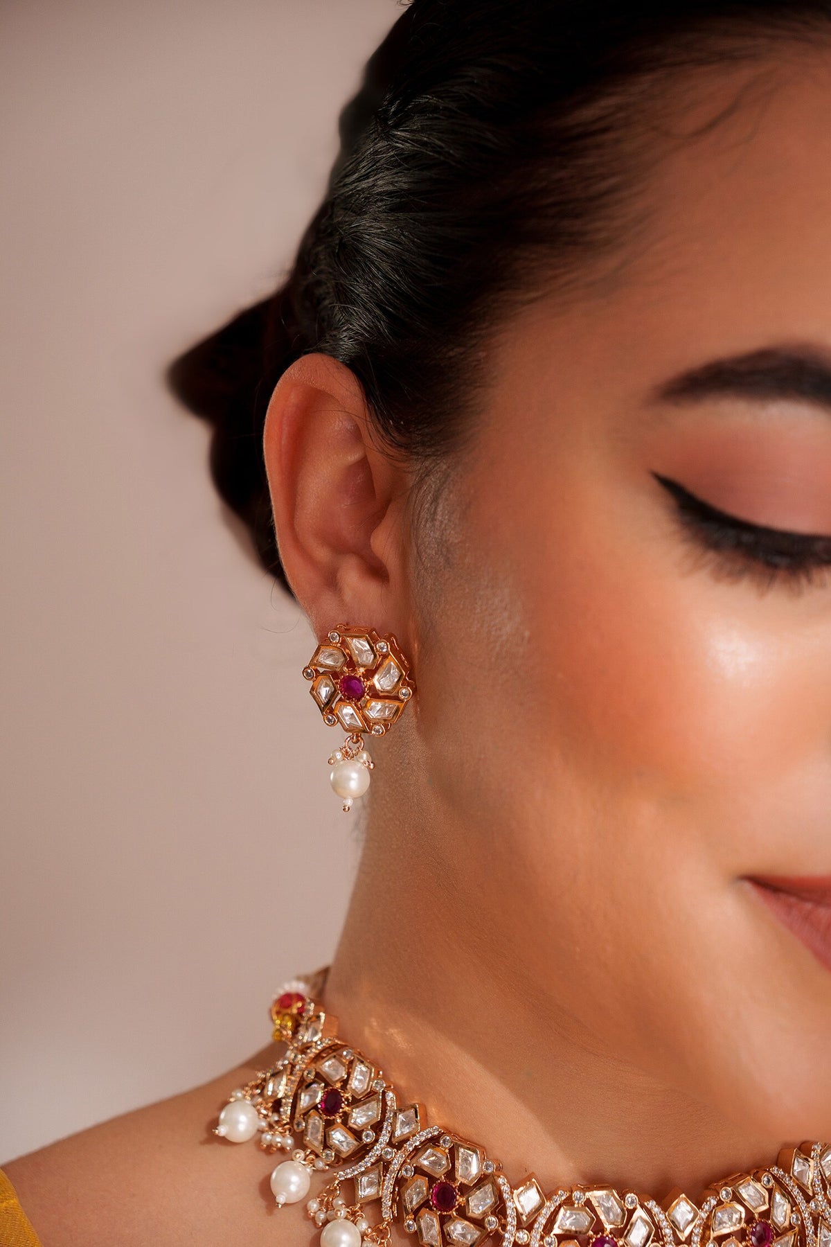 Kundan Polki Necklace & Earring Set 
