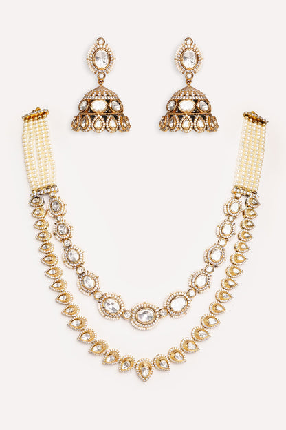 Kundan Polki Designer Necklace & Earrings Set 