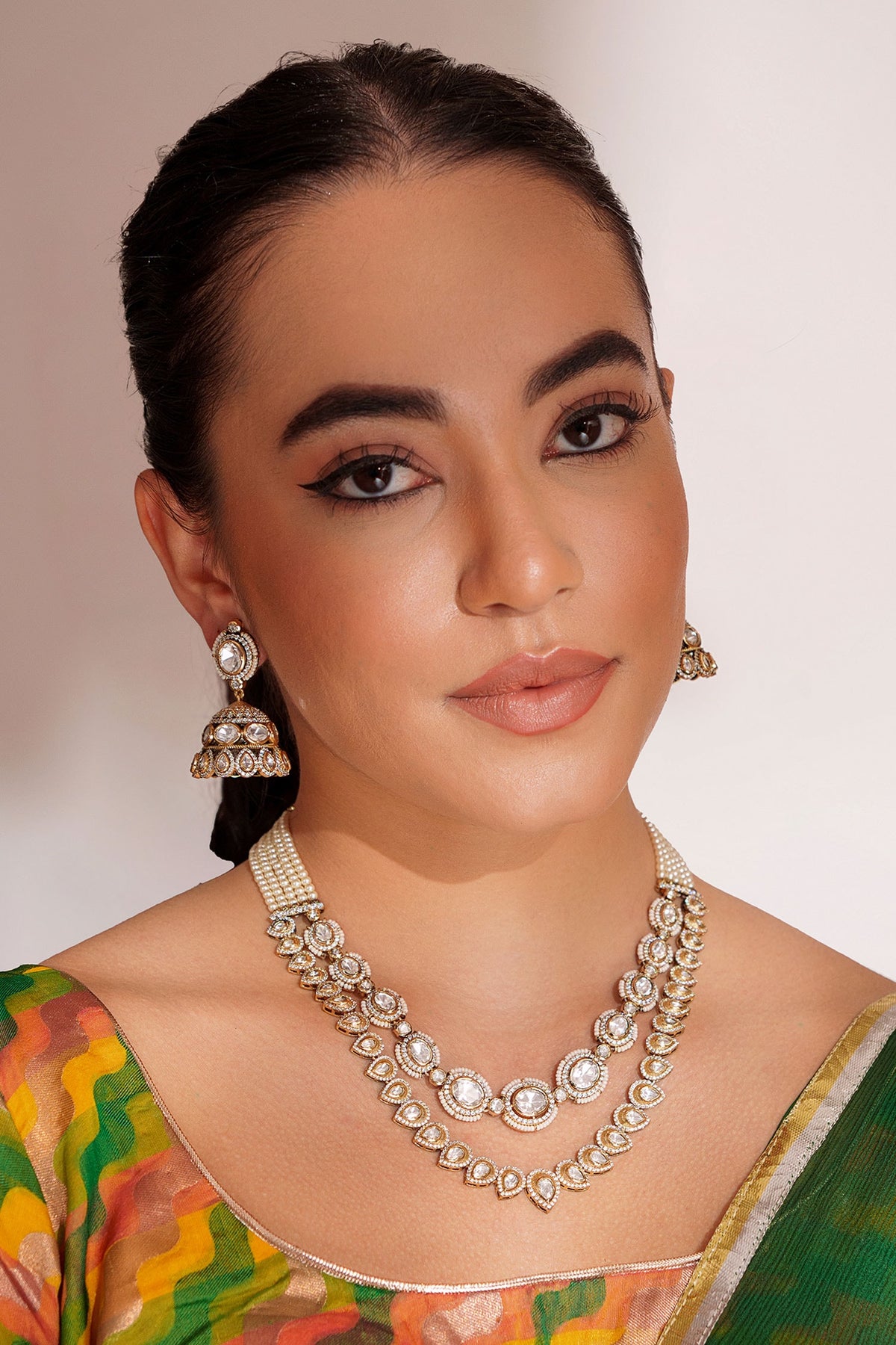 Kundan Polki Designer Necklace & Earrings Set 