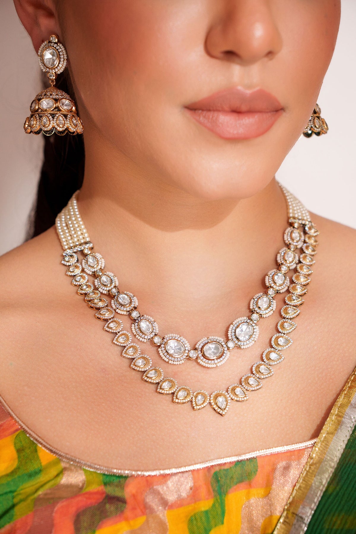 Kundan Polki Designer Necklace & Earrings Set 