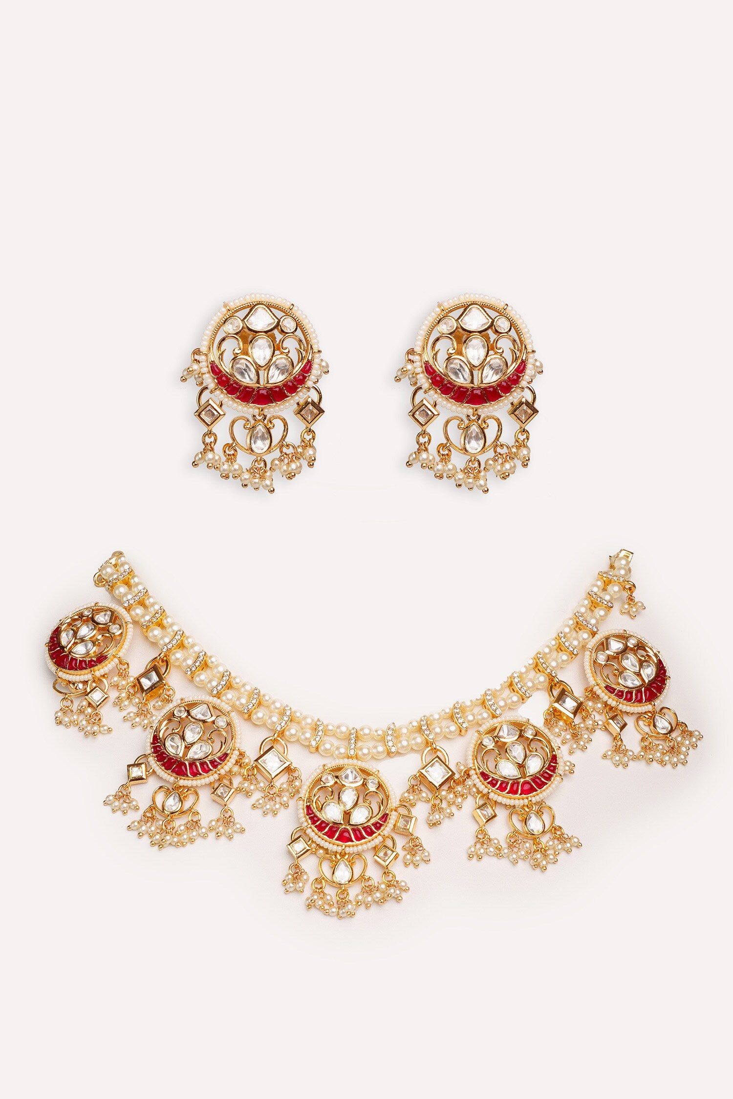 Kundan Polki Necklace & Earring Set 