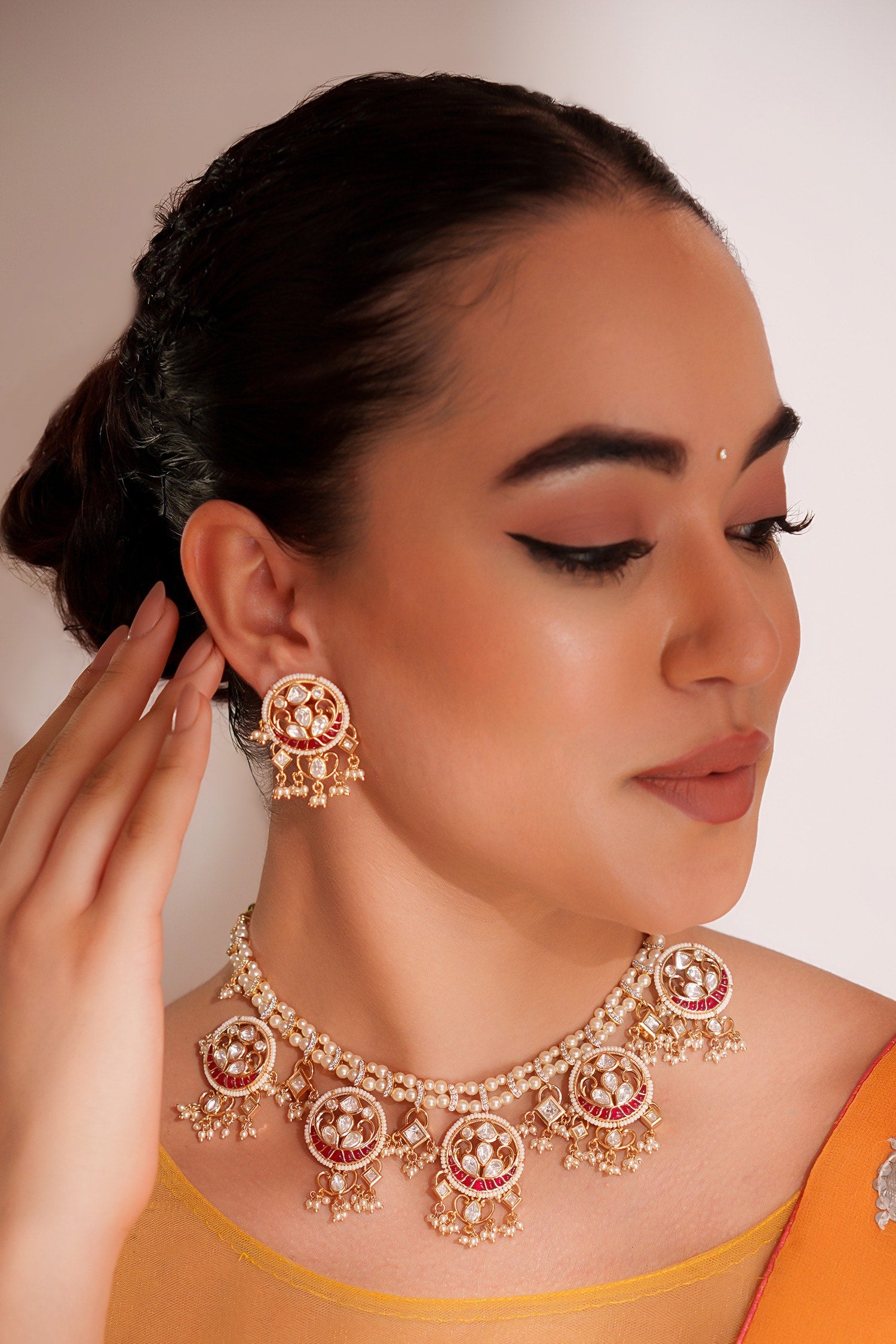 Kundan Polki Necklace & Earring Set 