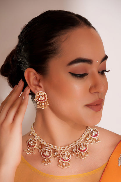 Kundan Polki Necklace & Earring Set 