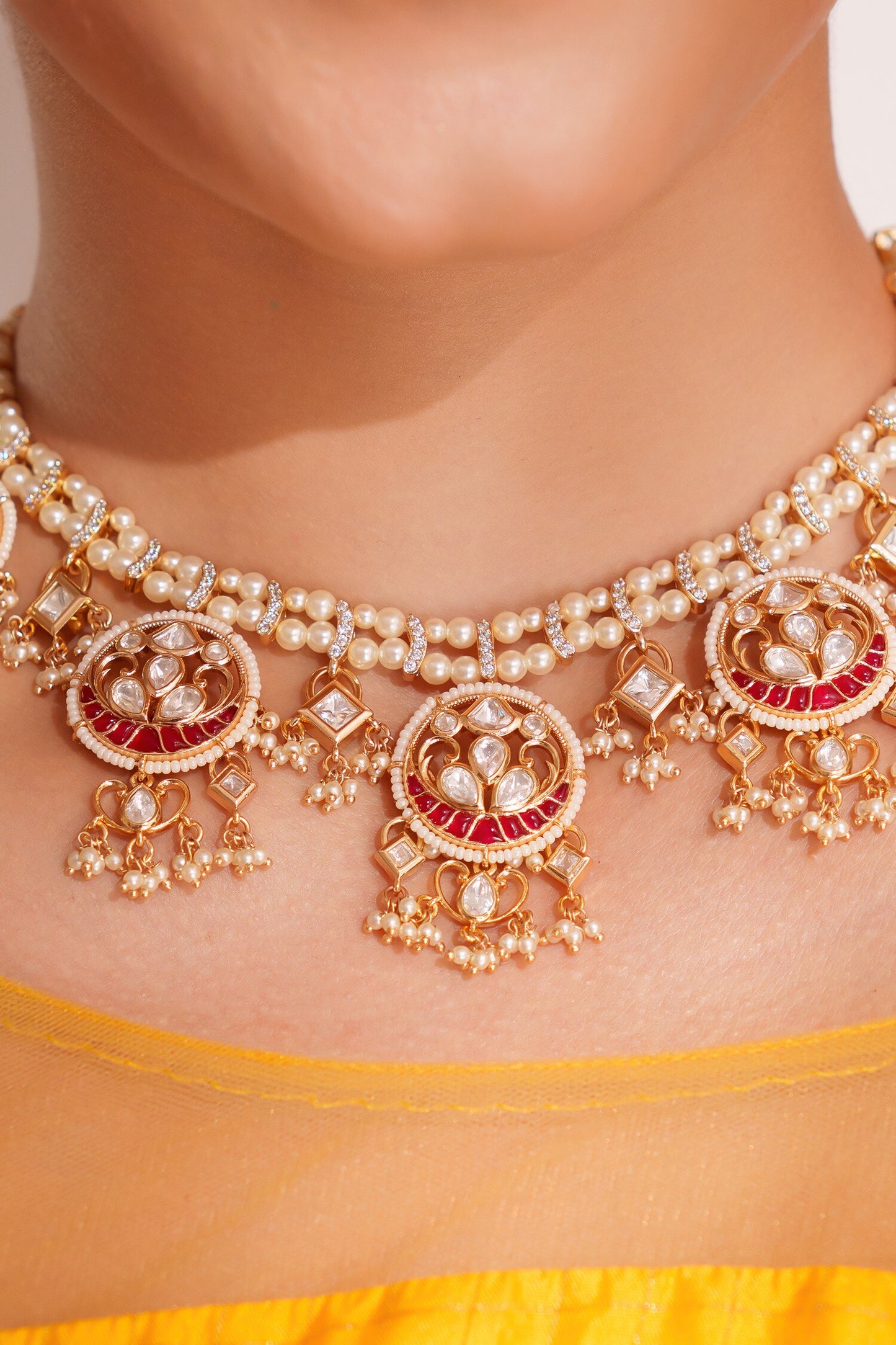 Kundan Polki Necklace & Earring Set 