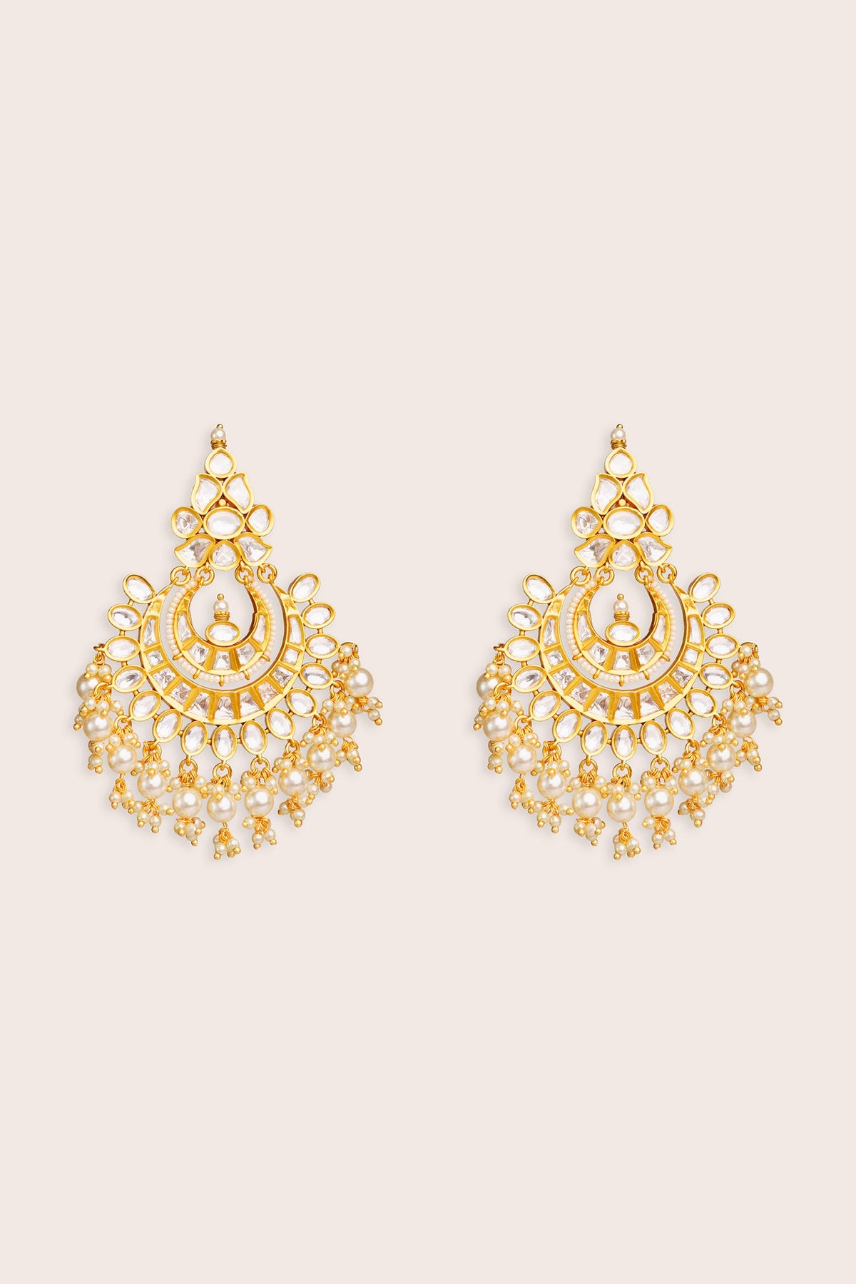Kundan Polki Gold Finish Danglers 