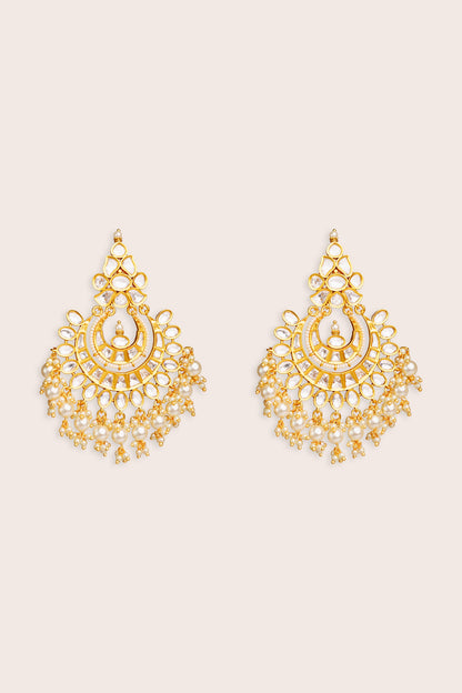 Kundan Polki Gold Finish Danglers 