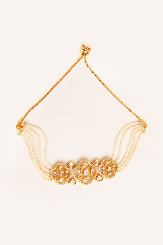 Designer Kundan Polki Gold Finish Bracelet 