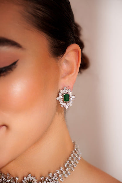 Designer Green Faux Diamond Jewellery Set 