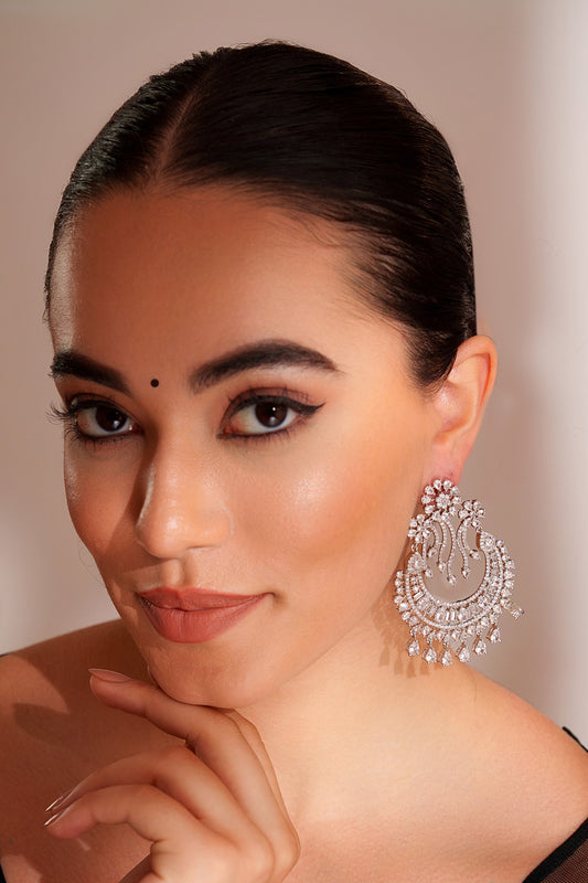 Designer Faux Diamond Chandbali Earrings 