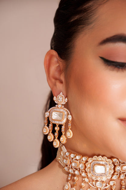 Gold Kundan Polki Jewellery Set 