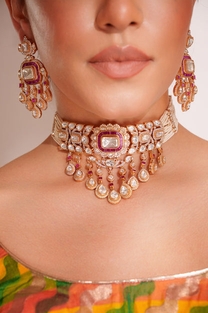 Kundan Polki Designer Jewellery Set 
