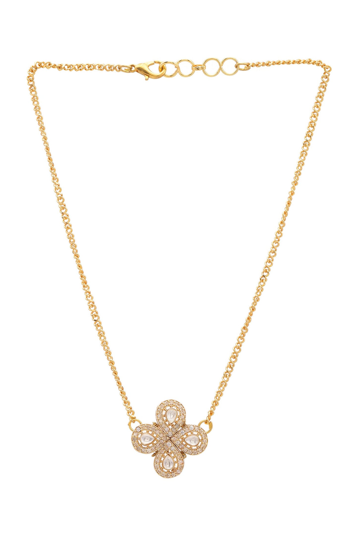 Gold Plated Polki Kundan Pendant Necklace 