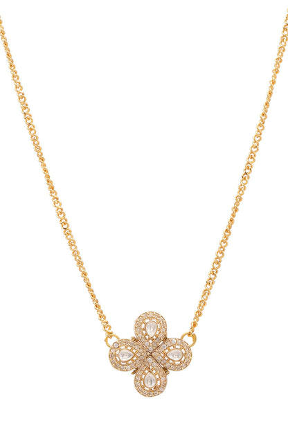 Gold Plated Polki Kundan Pendant Necklace 