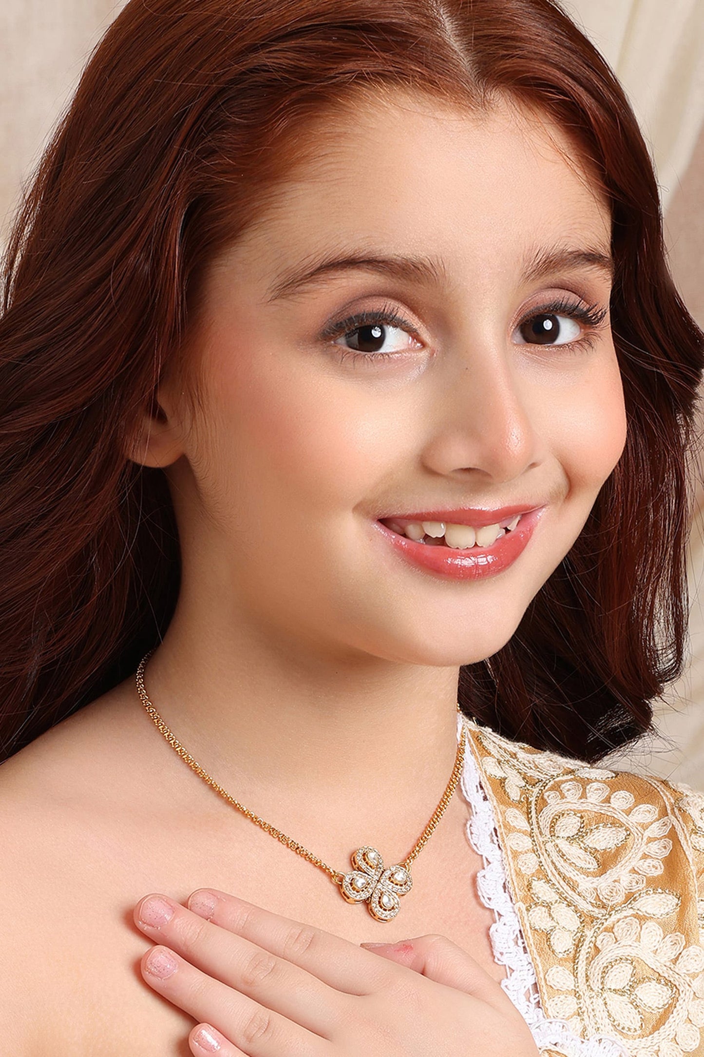 Gold Plated Polki Kundan Pendant Necklace 